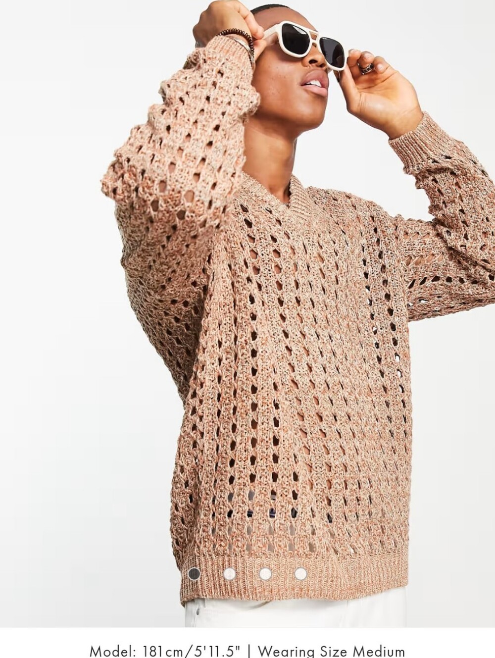 ASOS DESIGN Knit Pointelle Sweater- 2XL